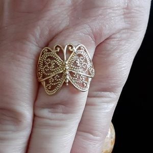 14k Gold over Sterling Silver Butterfly Ring